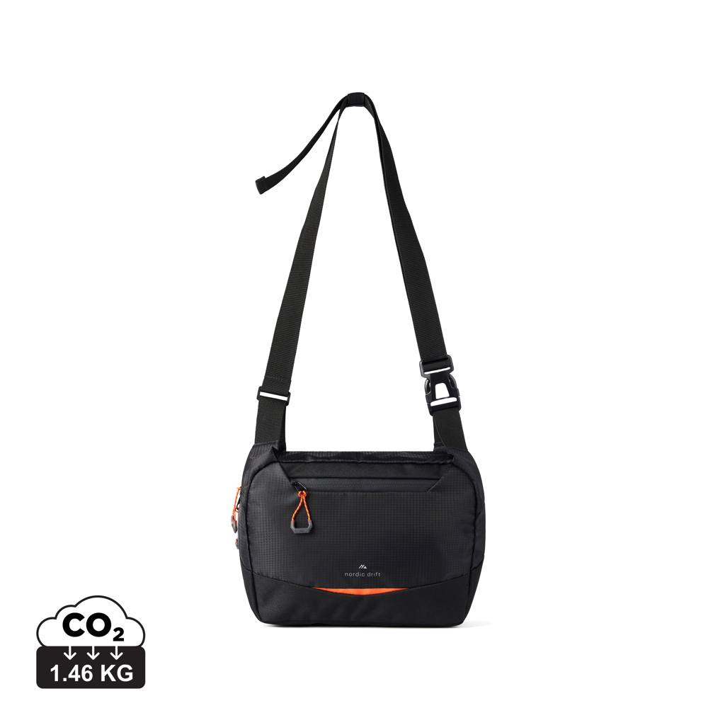 Sac à bandoulière publicitaire 4L rPET noir / Orange